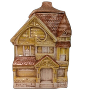 Treasure Craft Yellow and Brown Ceramic House Cookie Jar